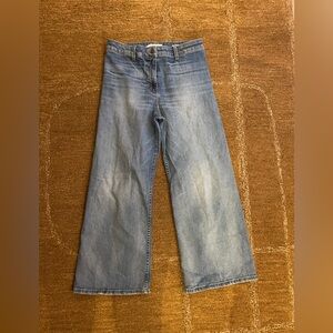 NILI LOTAN Megan Light Blue Wide Leg Cropped Jeans